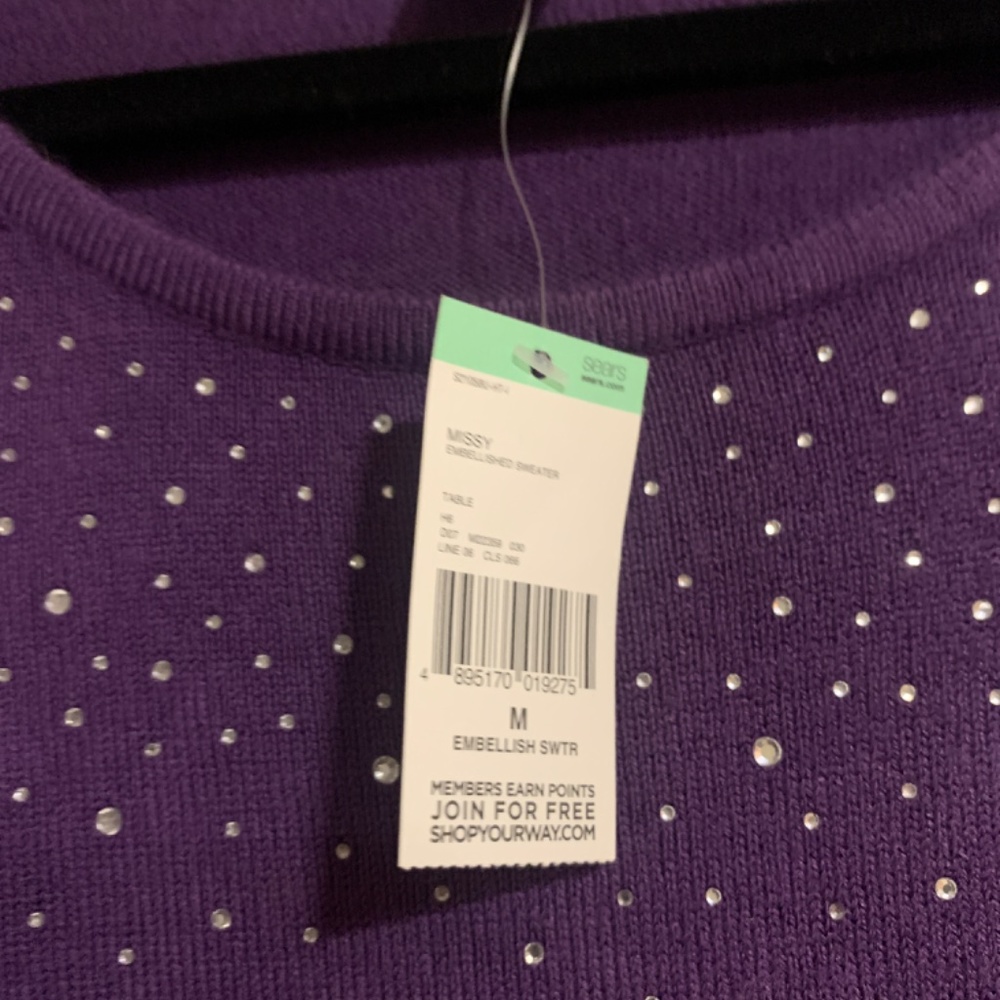 Laura Scott Super Soft Starry Night purple Sweater with Jewels / Gems - Picture 4 of 4